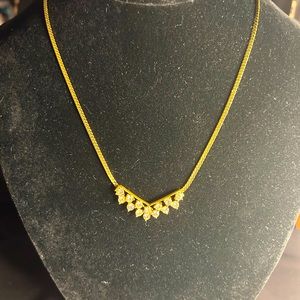 VTG Gold tone Metal and Cubic Zirconia necklace. Unbranded
